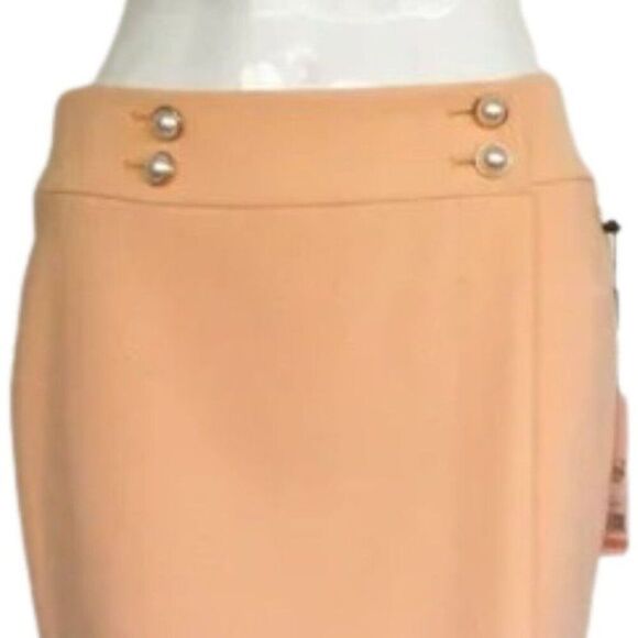 new CALVIN KLEIN Skirt, 2,  Peach, Faux Wrap, Big Button Accent, Back Zipper - Picture 2 of 12